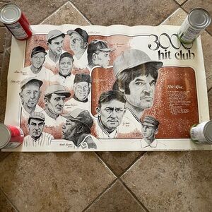 Vintage 1978 3000 Hit Club Poster - MLB Baseball Hank Aaron Pete Rose